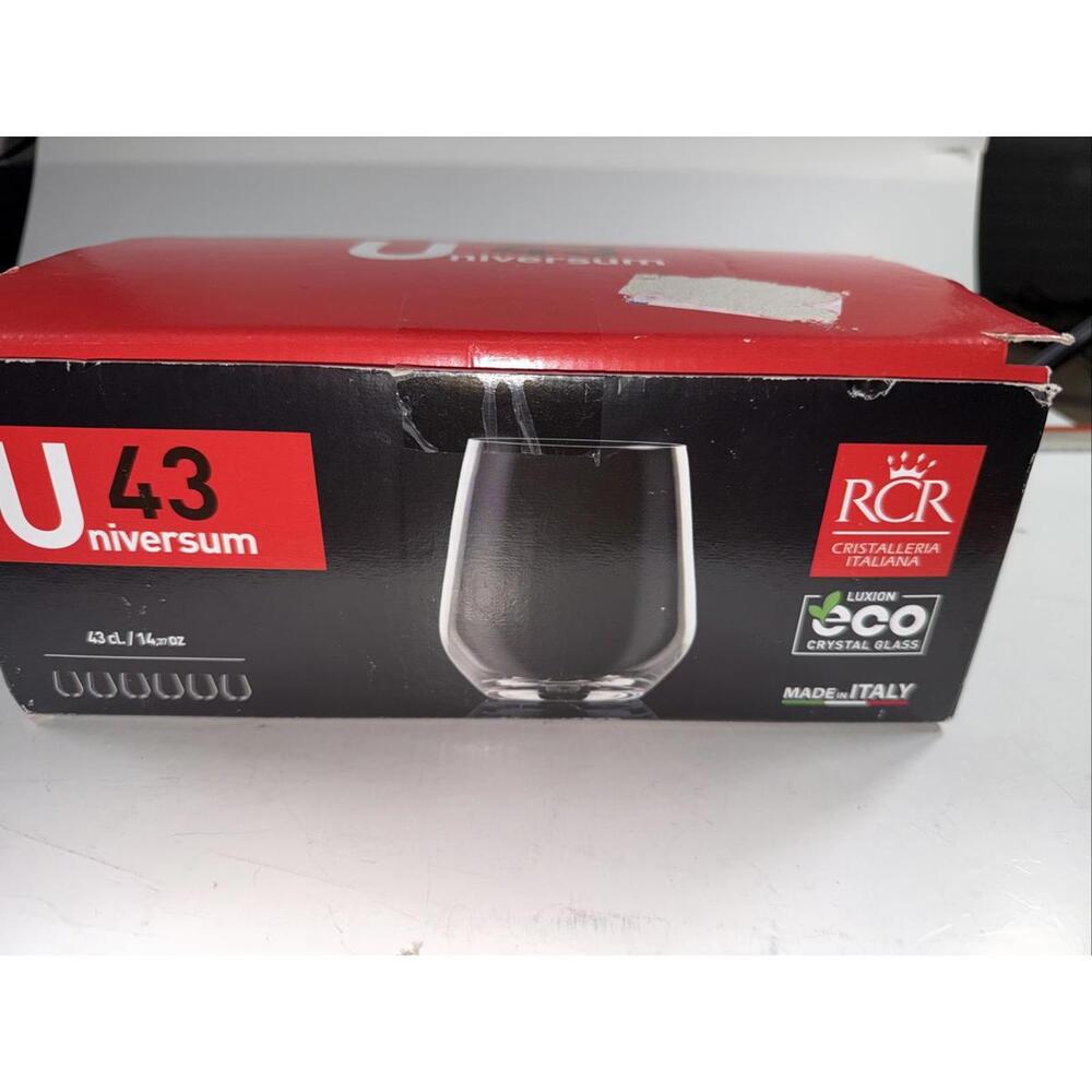 NIB- 6 RCR Cristalleria Italiana "Universum" crystal glasses 14oz